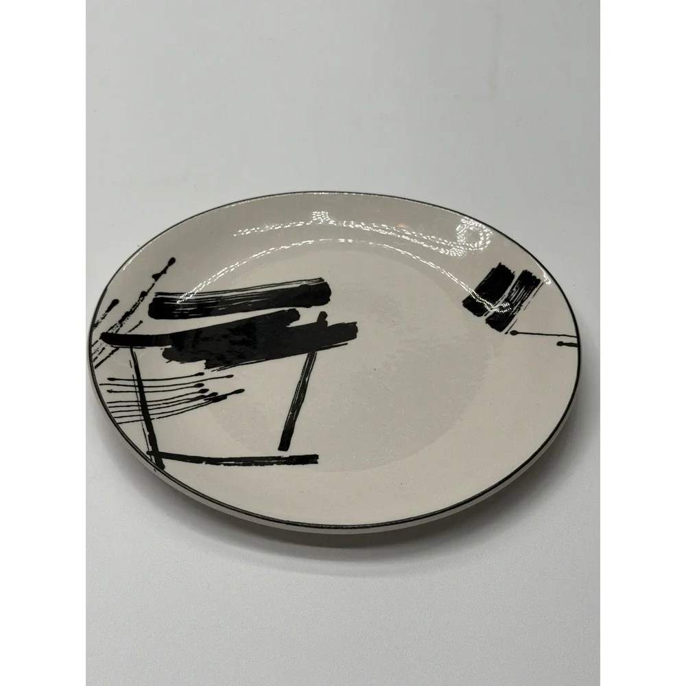 Sango Larry‎ Laslo Calligraphy Dinnerware Set 1986 Vintage Black White 12 Piece